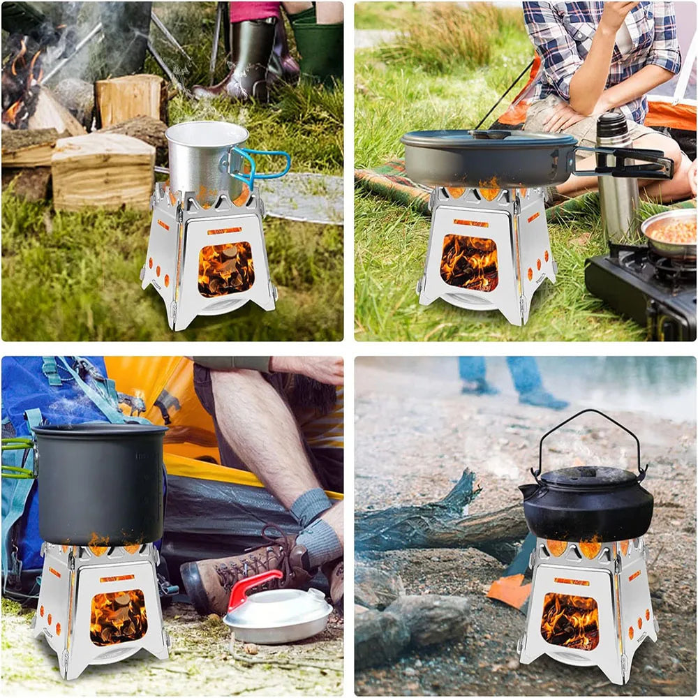 Foldable Stainless Steel Camping Wood Stove