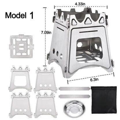 Foldable Stainless Steel Camping Wood Stove