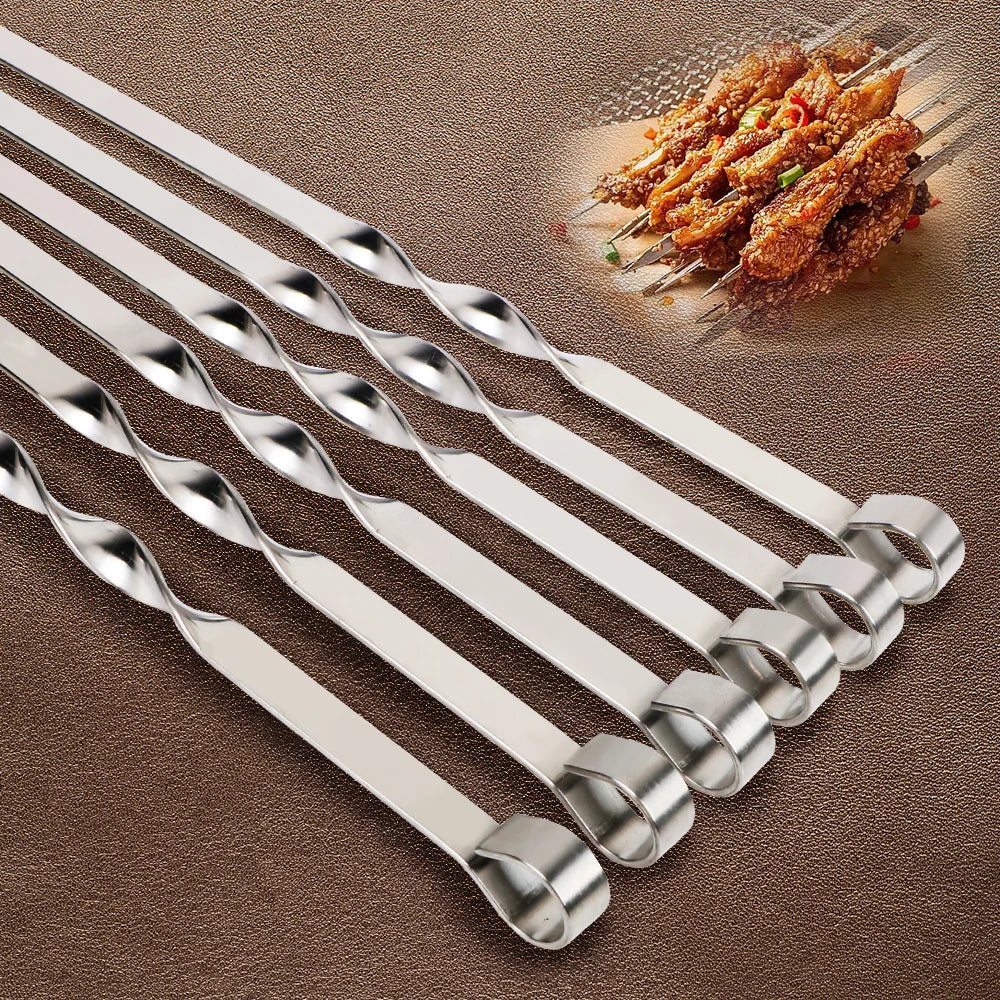 6Pcs Stainless Steel Wide Skewers