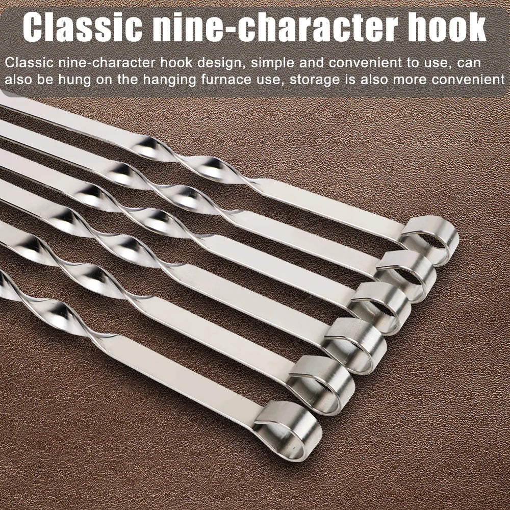 6Pcs Stainless Steel Wide Skewers