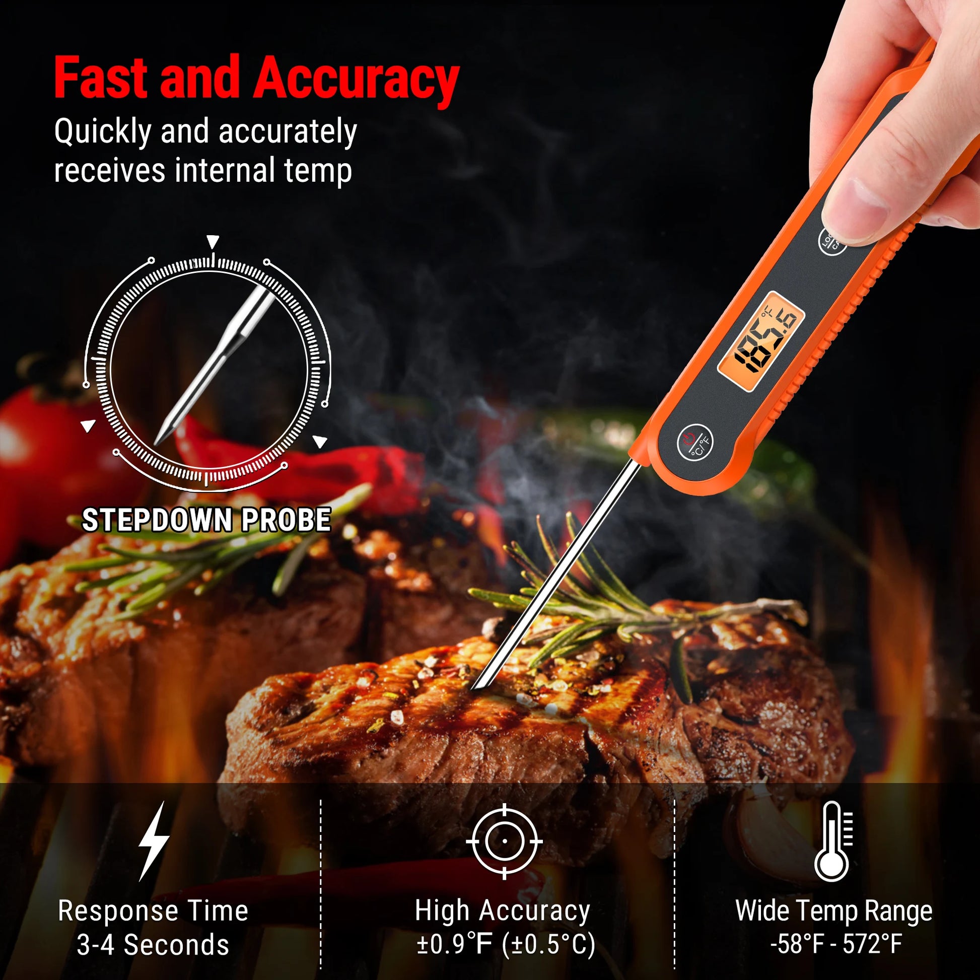 Digital Folding Waterproof Meat Thermometer